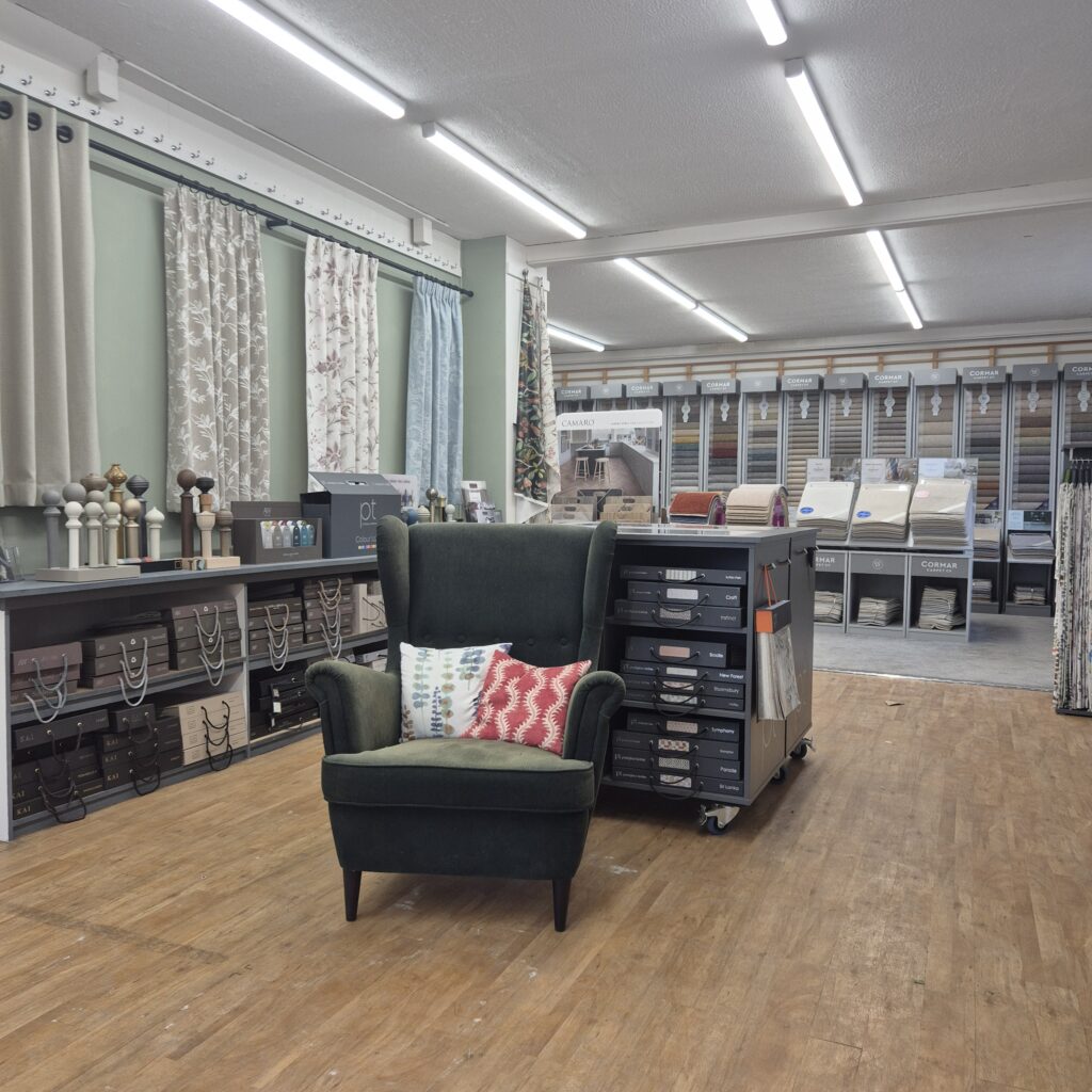 Made-to-measure blinds on display in a local Cambridge showroom