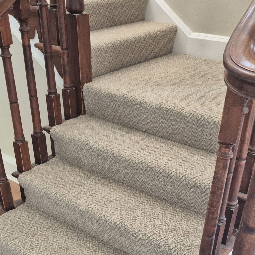 British-made wool carpet installed in a family home, offering warmth, comfort and long-lasting durability.
