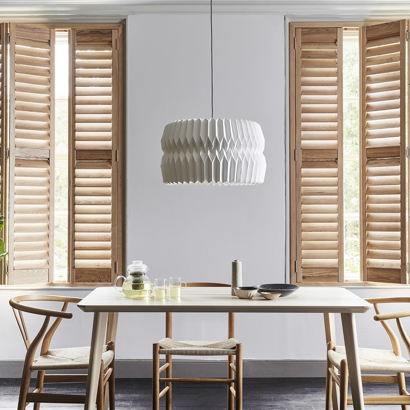 Wood stain, Full height shutters, landscape